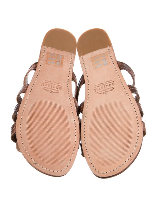 Bed Stu Leather Animal Print Slides