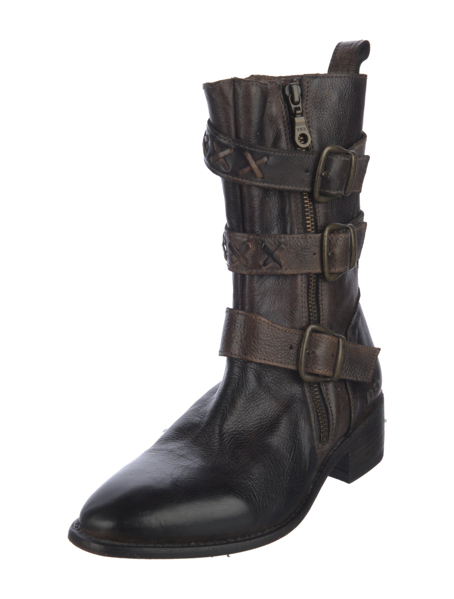Bed Stu Leather Distressed Accents Combat Boots