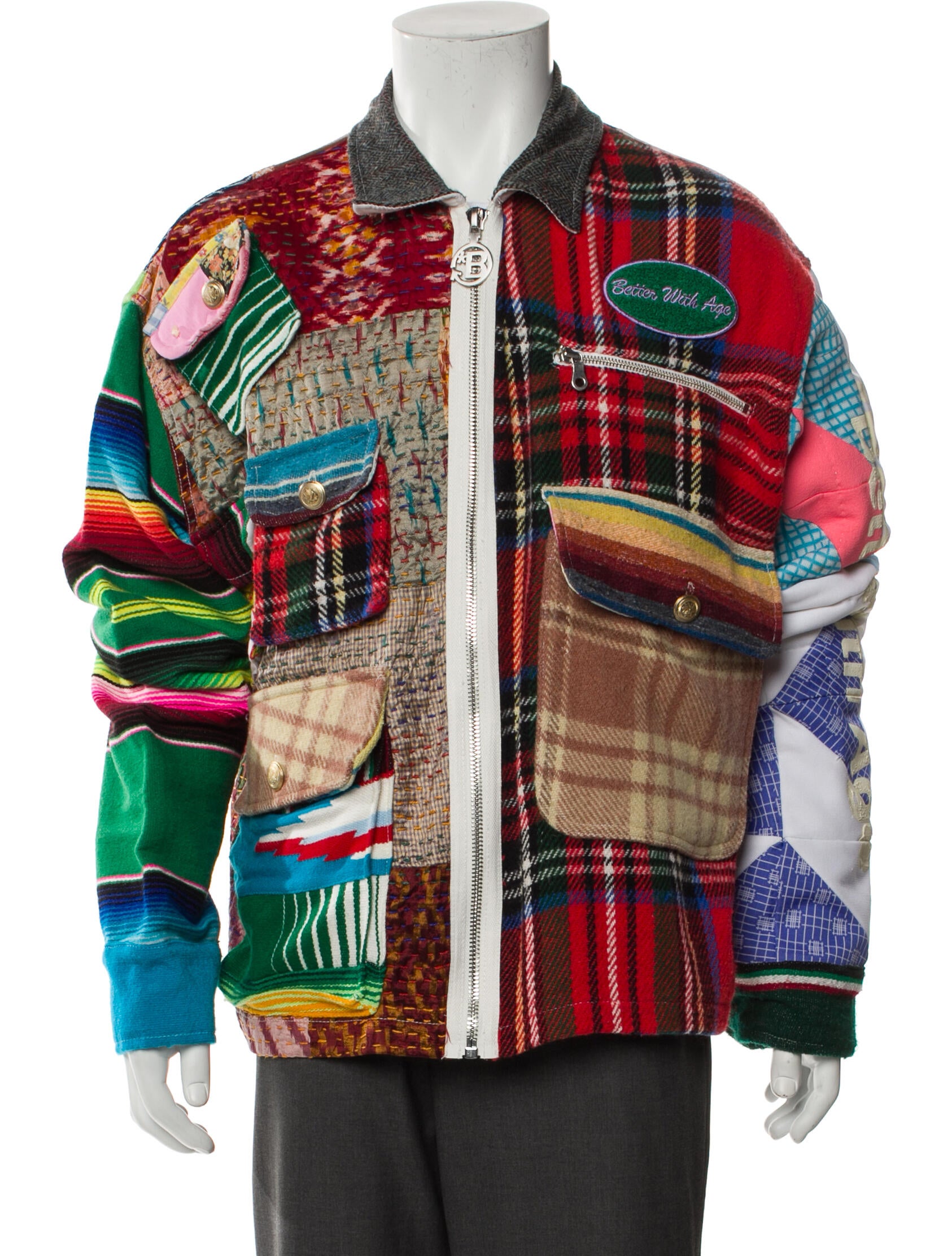 Better With Age Plaid Print Bomber Jacket