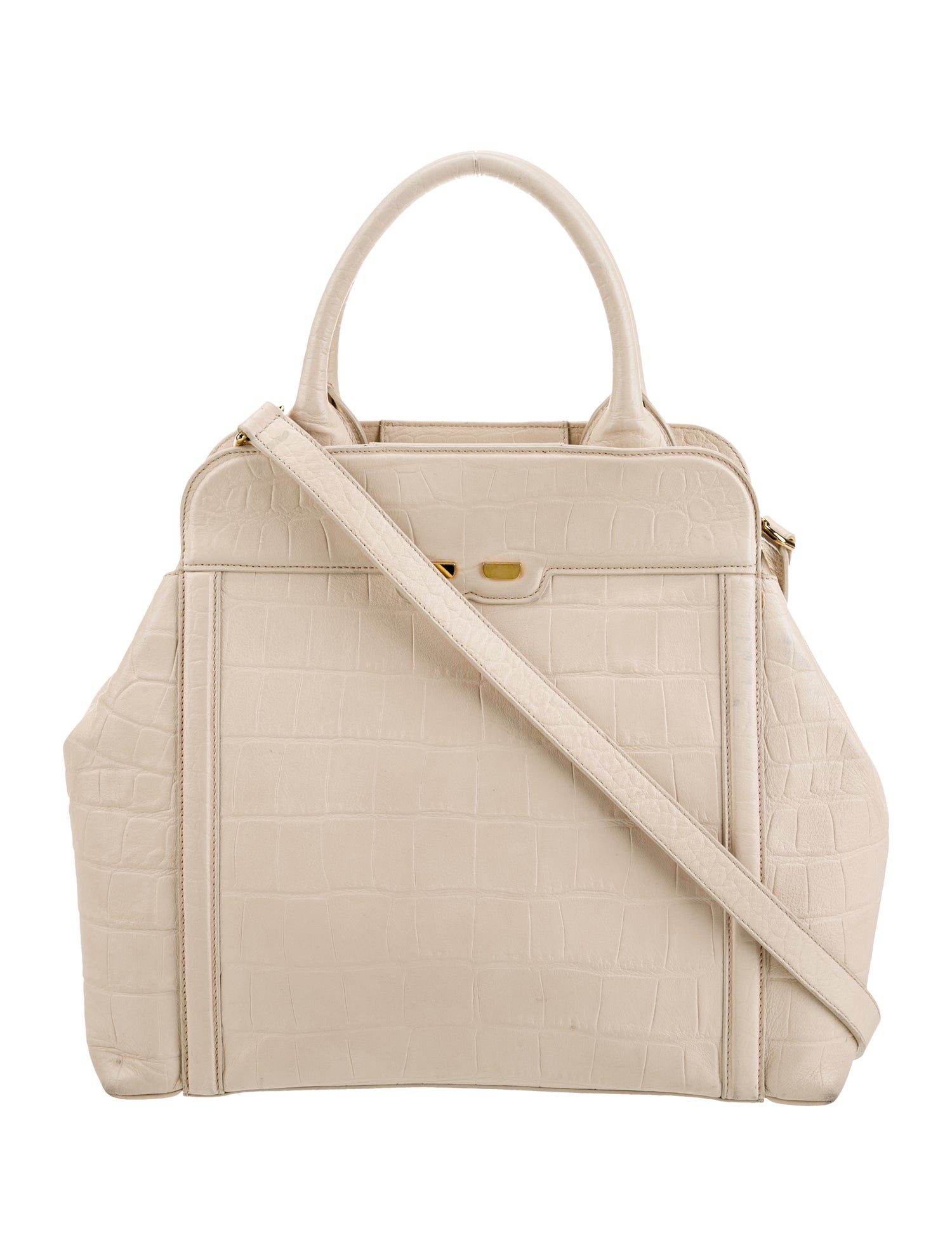 Bene Embossed Leather Top Handle Bag