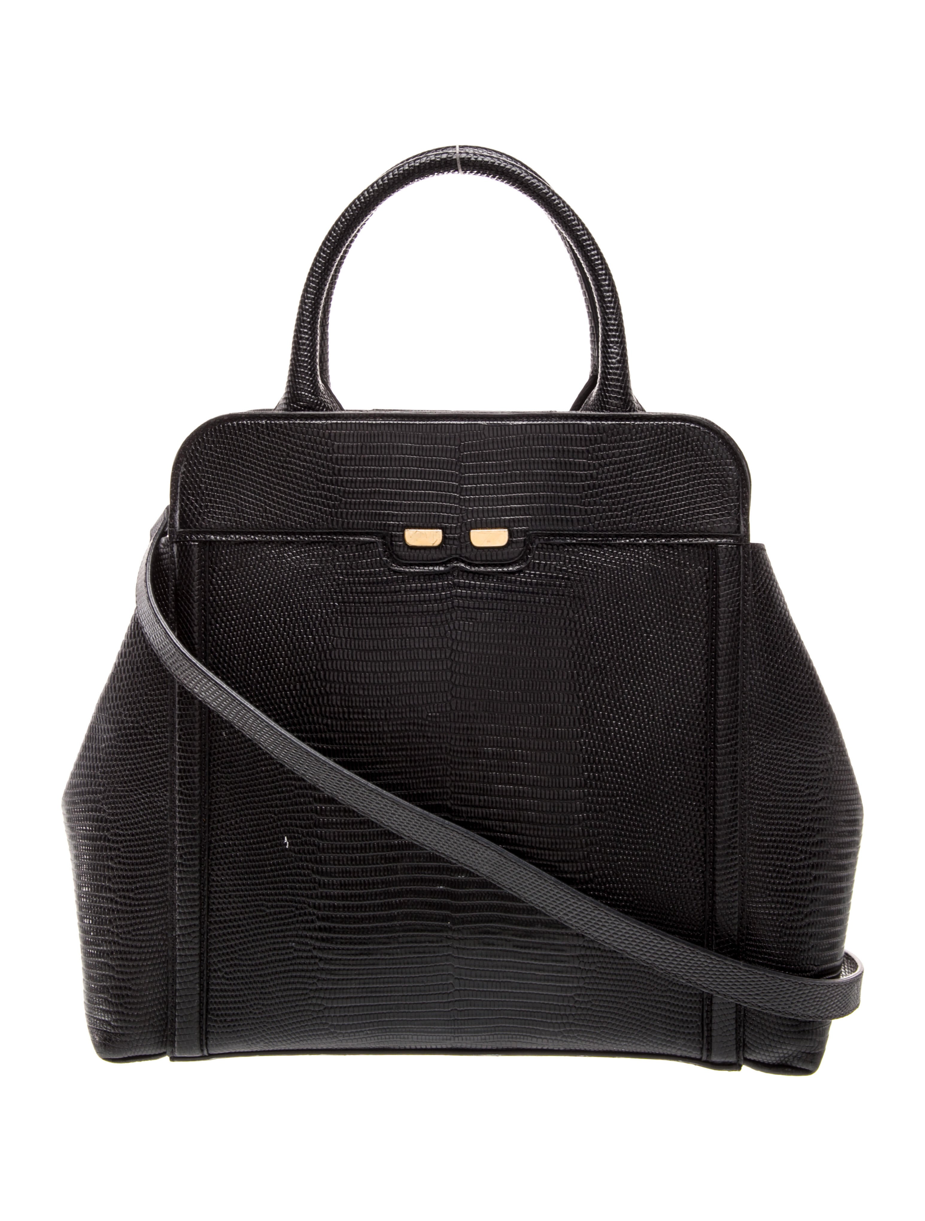 Bene Embossed Leather Top Handle Bag