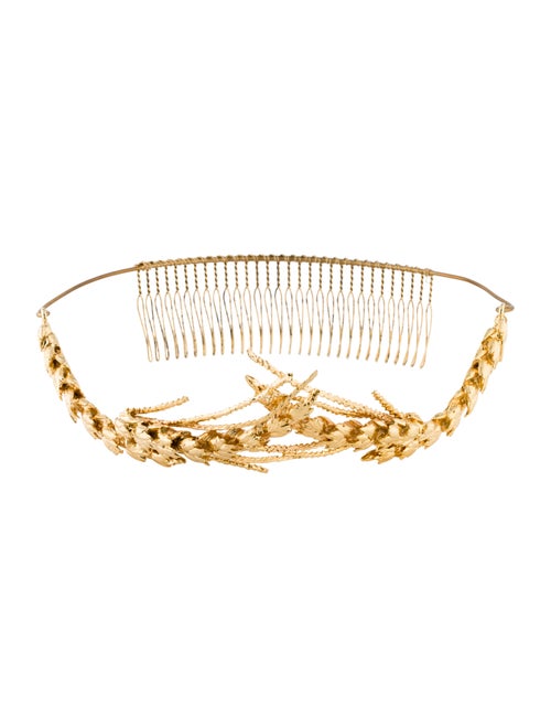 Jennifer Behr Metal Leaf Headband Gold