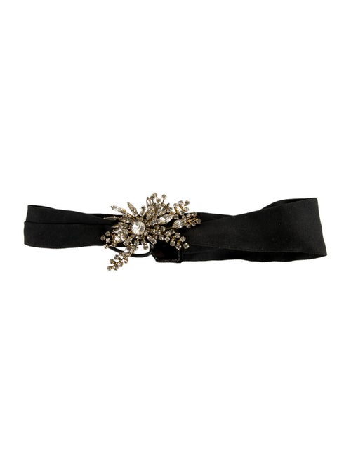 Jennifer Behr Satin Embellished Headband Black