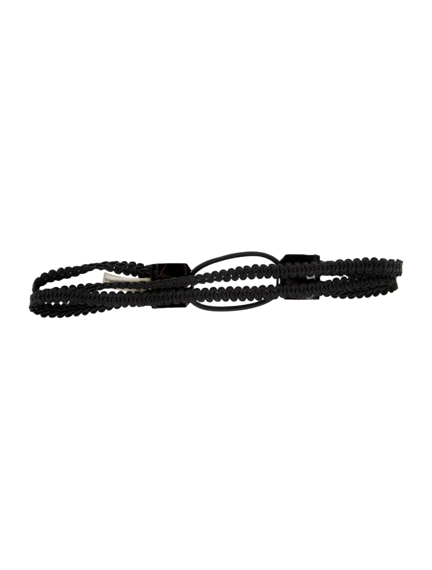 Jennifer Behr Crotchet Trim Embellishment Headband w/ Patent Leather Trim Embellishment At Closure