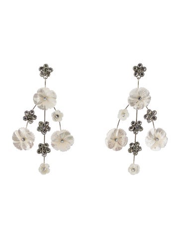 Jennifer Behr Chandelier Mother of Pearl & Crystal Carlotta Earrings