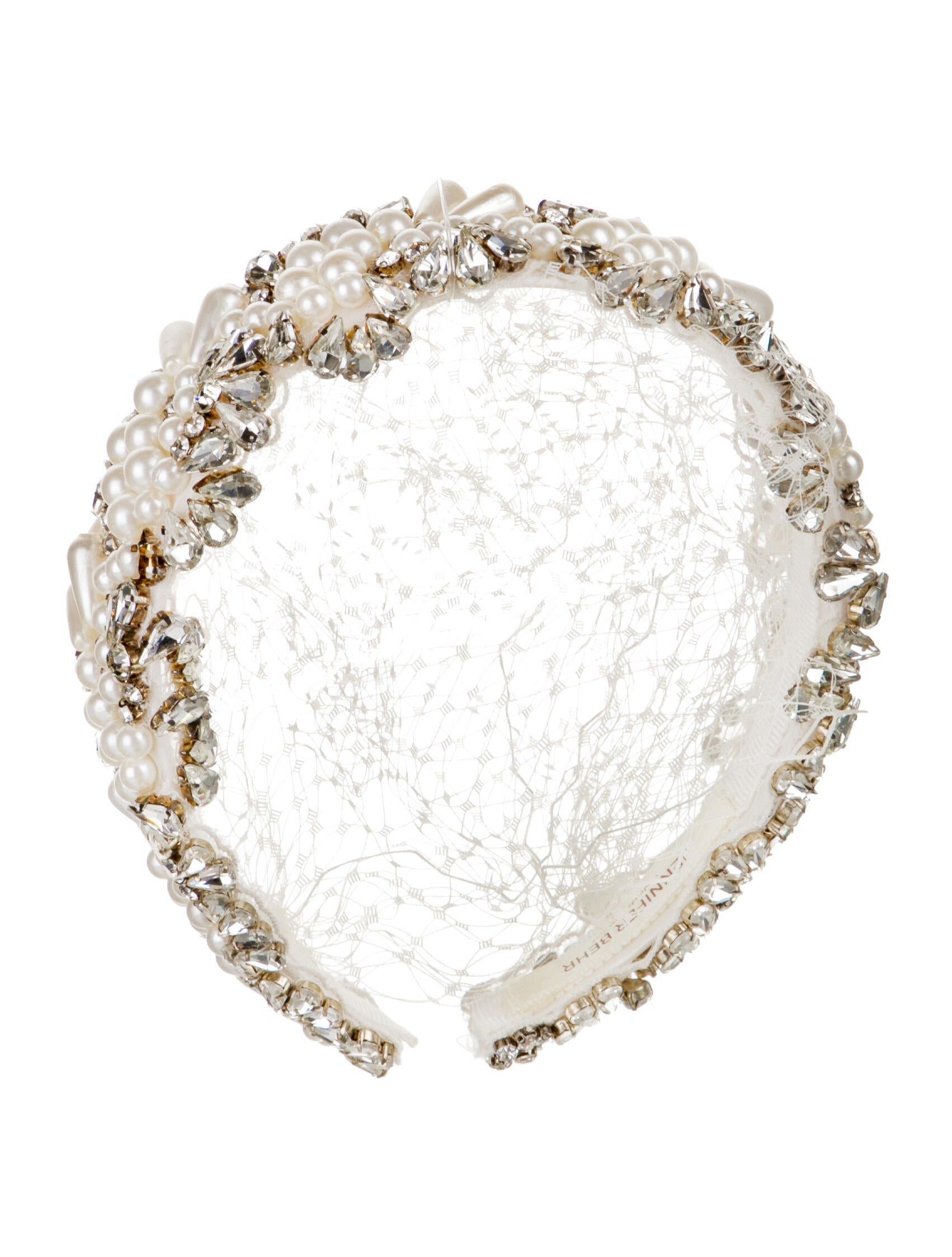 Jennifer Behr Pearl & Crystal Birdcage Veil Headband w/Tags