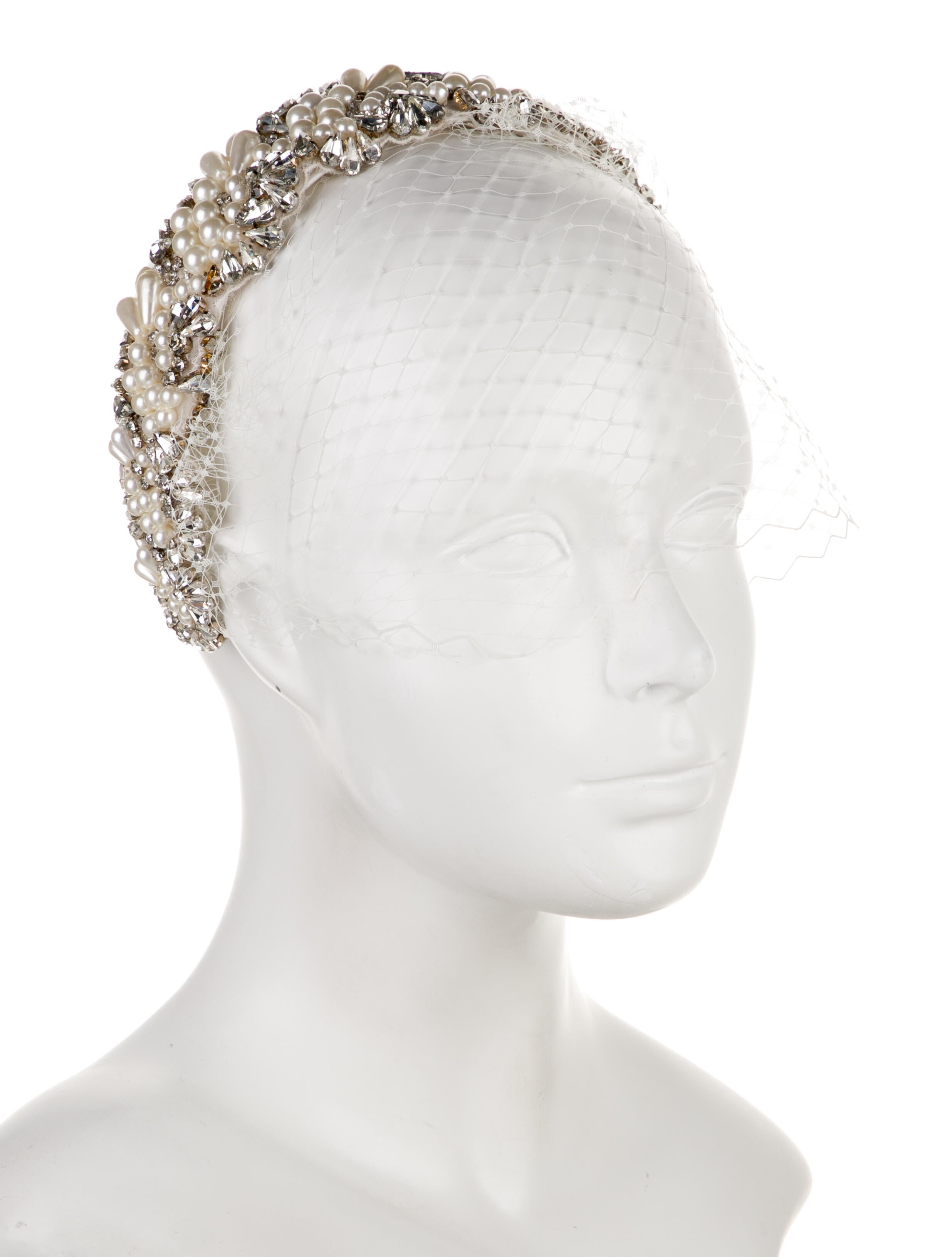 Jennifer Behr Pearl & Crystal Birdcage Veil Headband w/Tags
