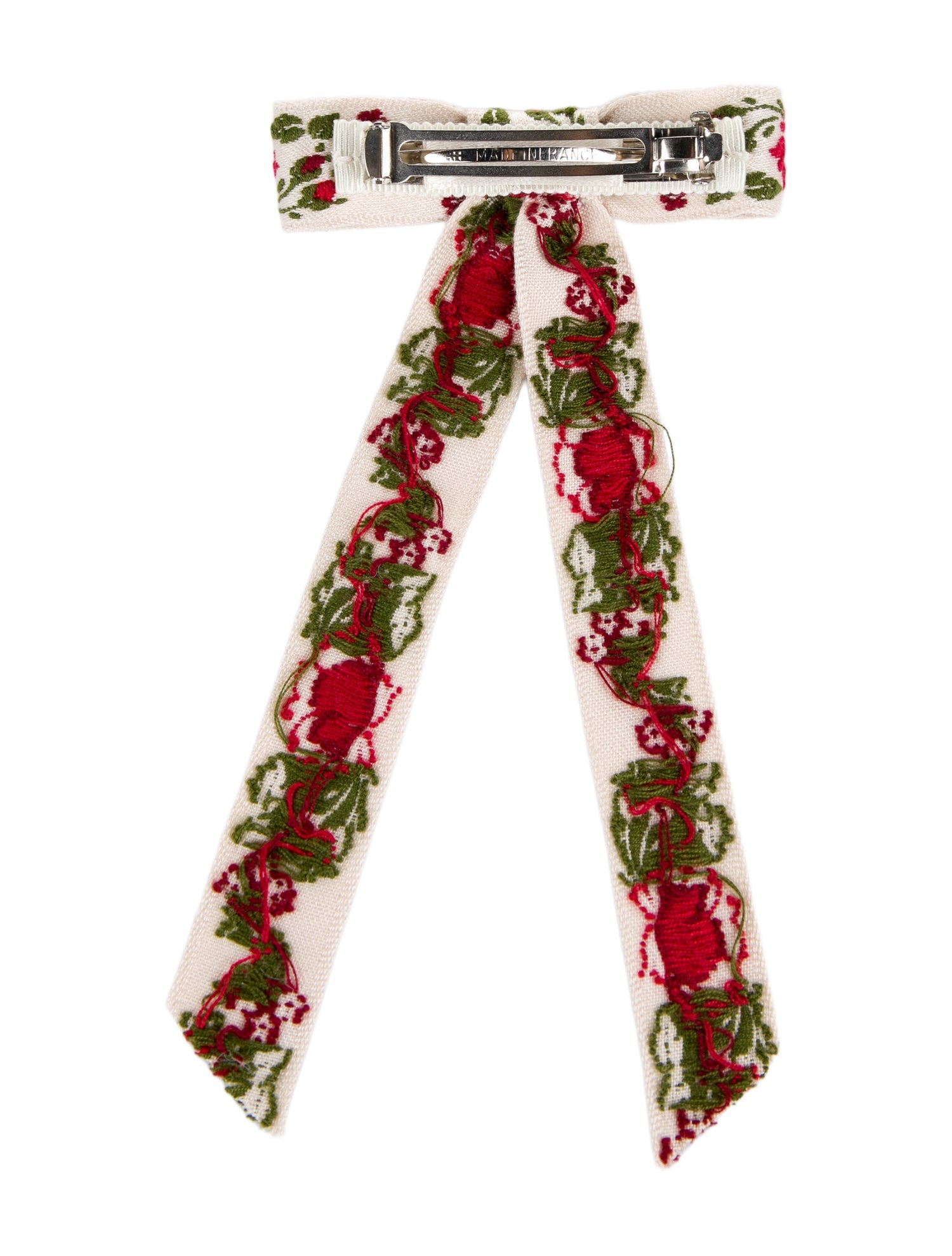 Jennifer Behr Embroidered Bow Hair Clip