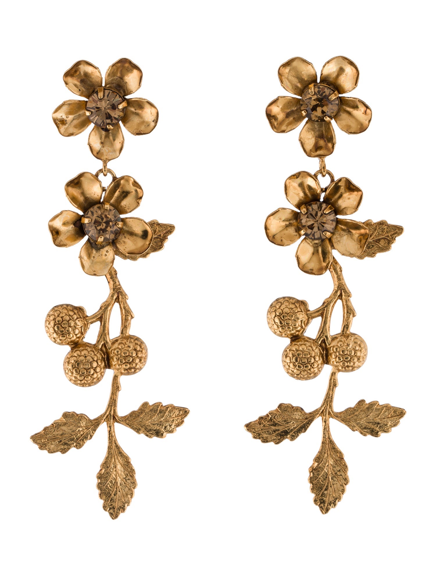 Jennifer Behr Crystal Floral Drop Earrings
