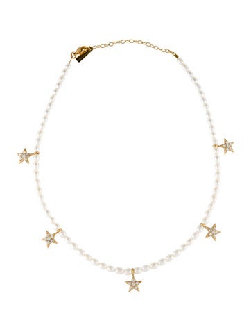 Pre-owned Jennifer Behr Pearl & Crystal Etoile Choker Necklace, 17.75" In Multi