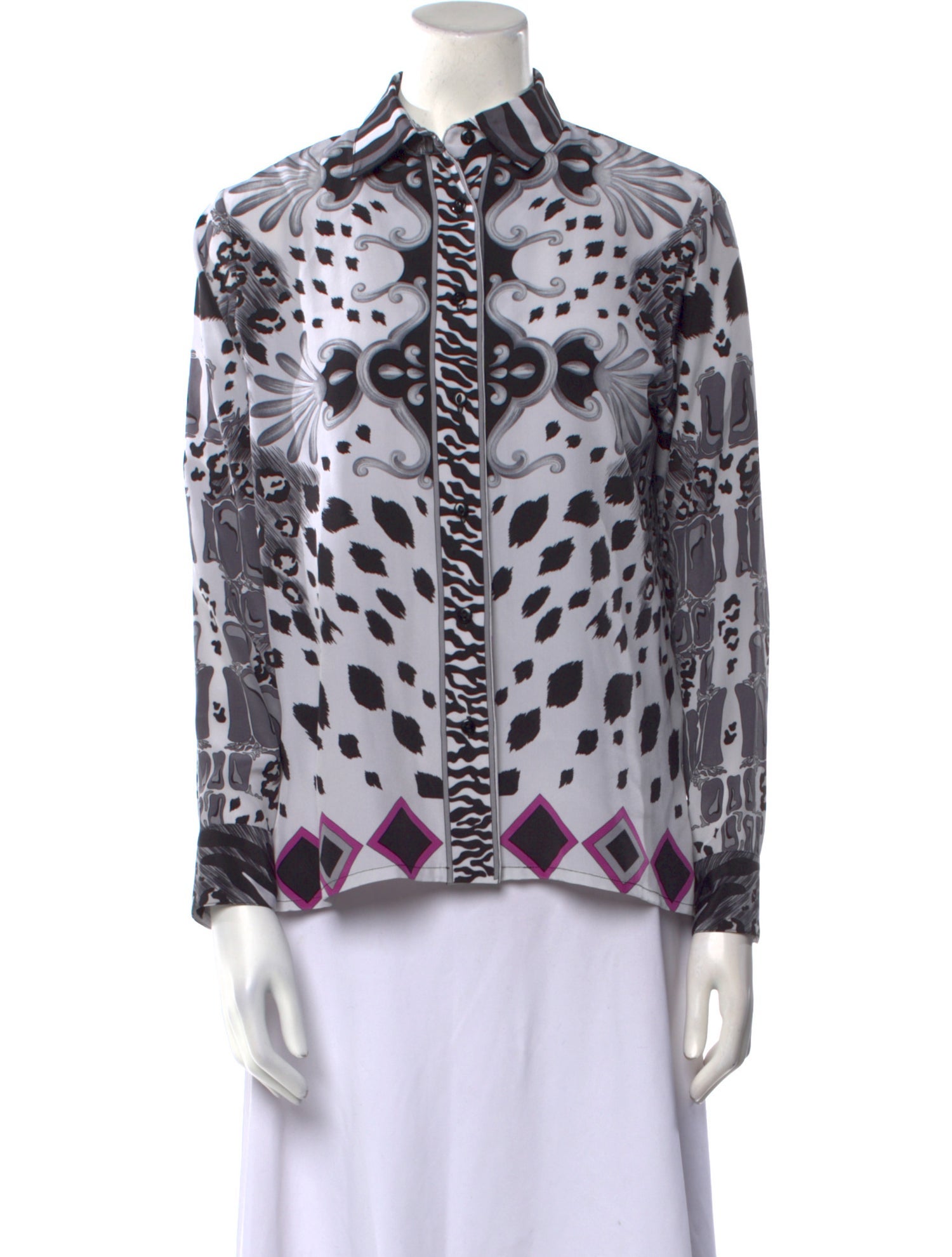 Bessi Silk Printed Button-Up Top