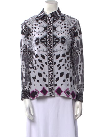 Bessi Silk Printed Button-Up Top