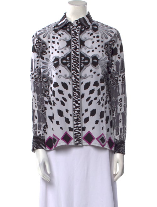 Bessi Silk Printed Button-Up Top