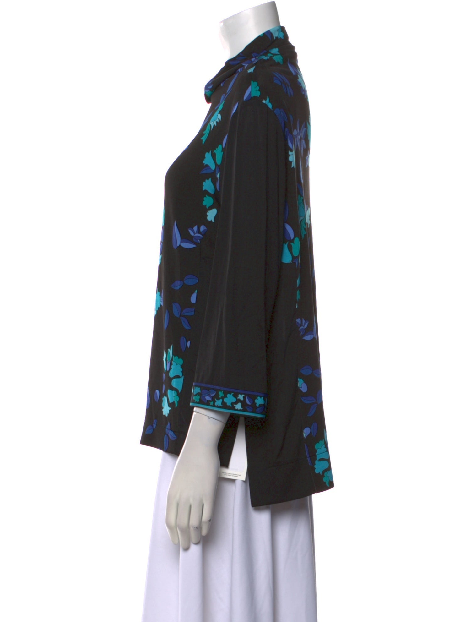 Bessi Floral Print Mock Neck Blouse