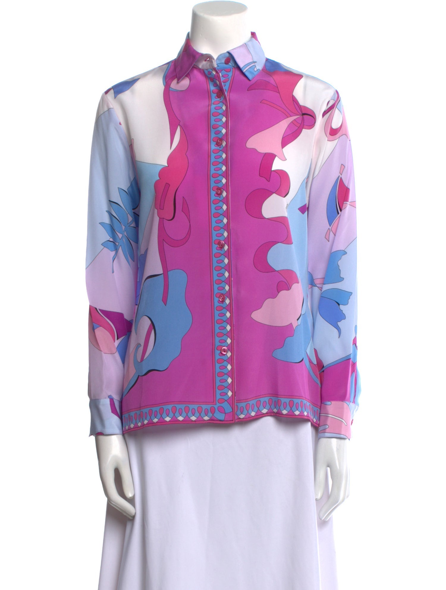 Bessi Vintage Silk Button-Up Top