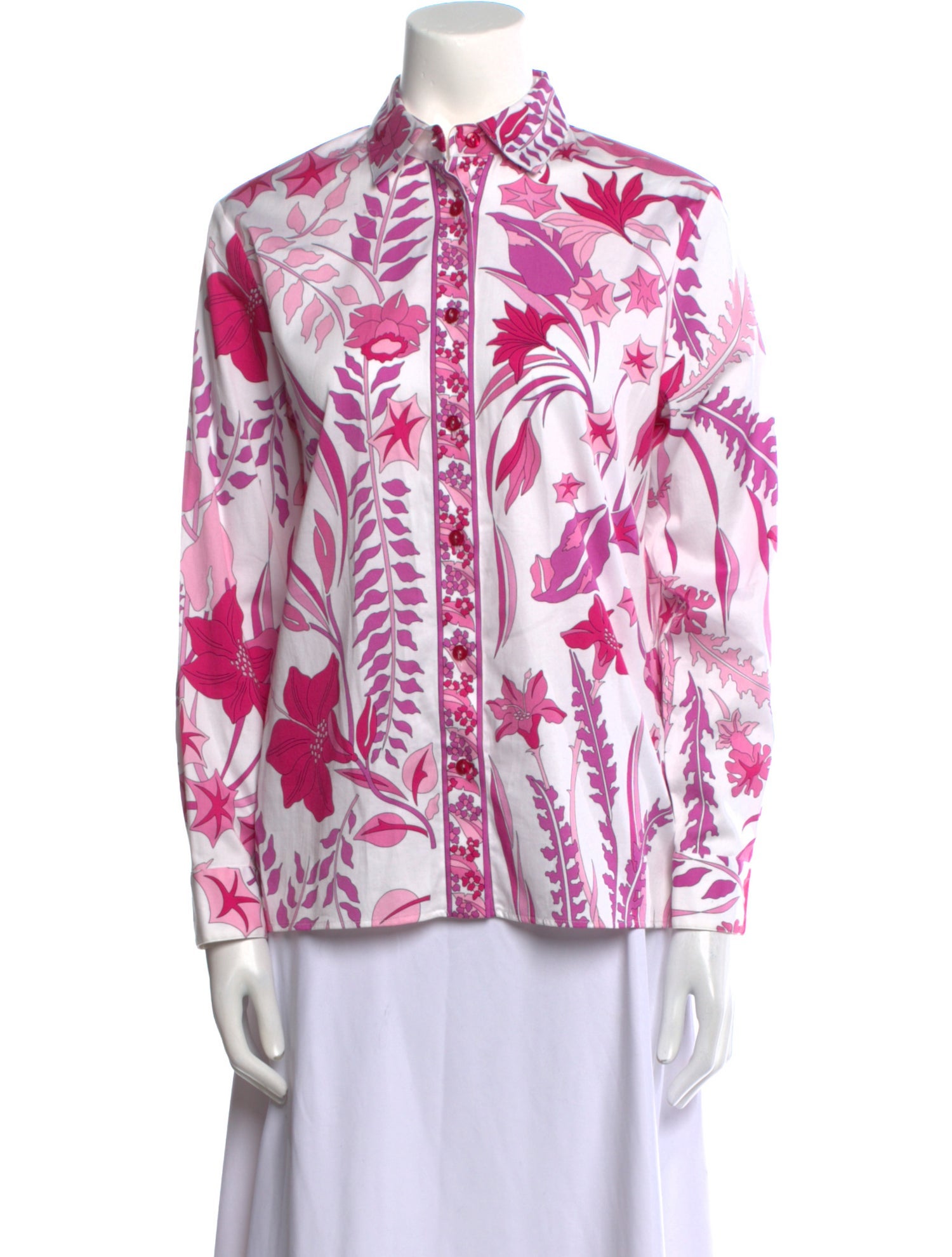 Bessi Vintage Floral Print Button-Up Top