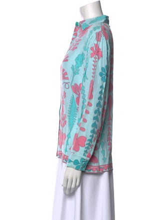 Bessi Silk Printed Button-Up Top