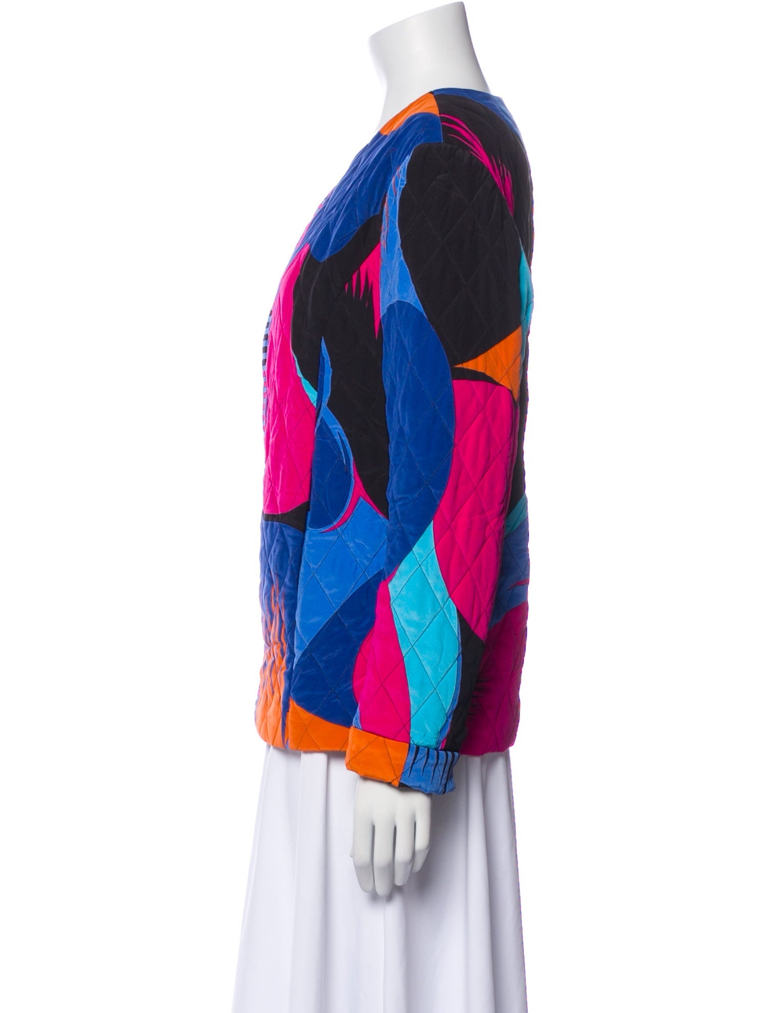Bessi Silk Colorblock Pattern Evening Jacket