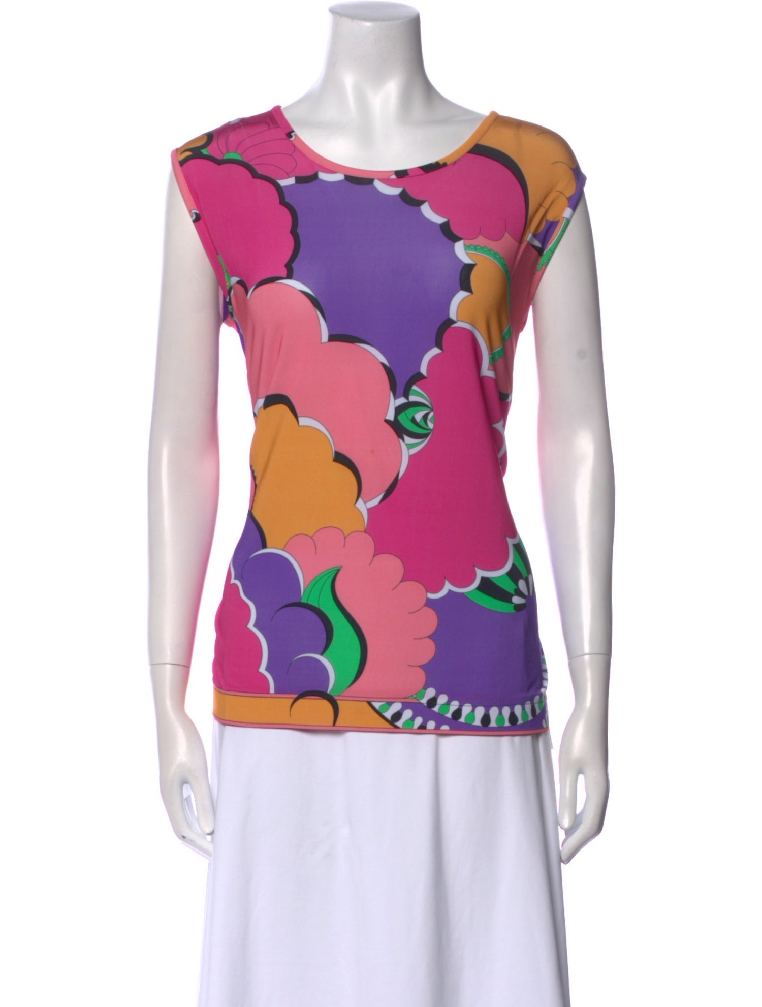 Bessi Printed Scoop Neck Top