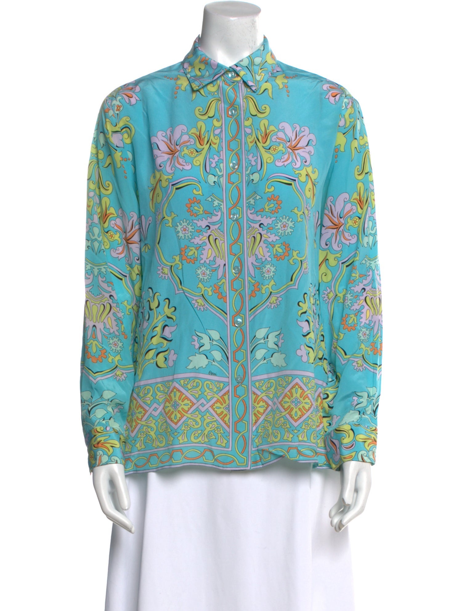 Bessi Silk Printed Button-Up Top