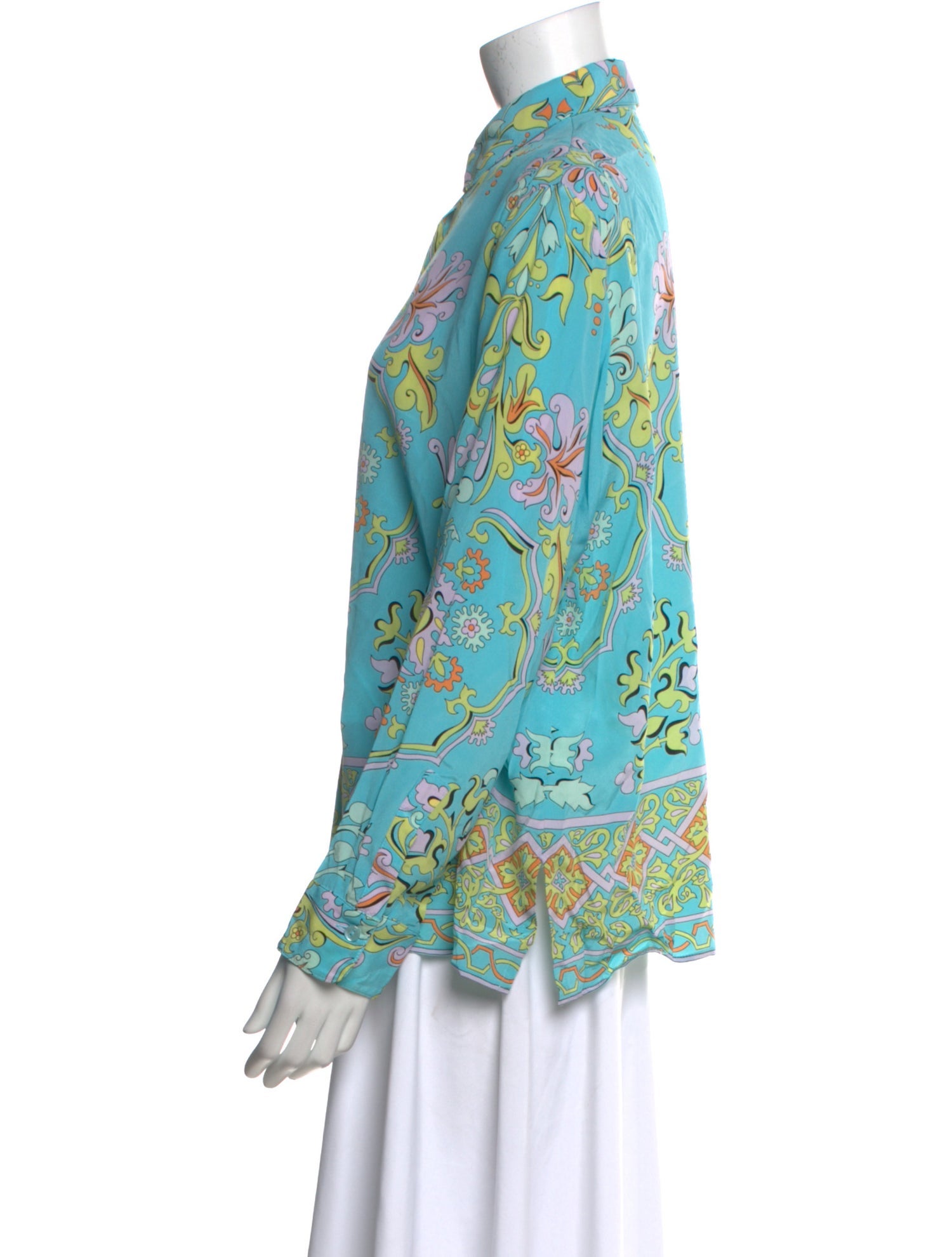 Bessi Silk Printed Button-Up Top