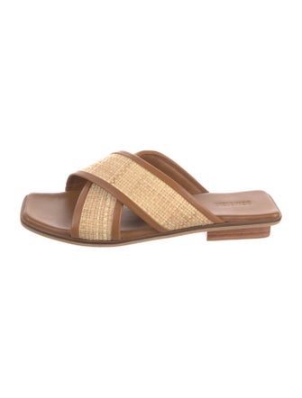 Bembien Straw Leather Trim Embellishment Slides