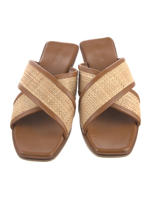 Bembien Straw Leather Trim Embellishment Slides