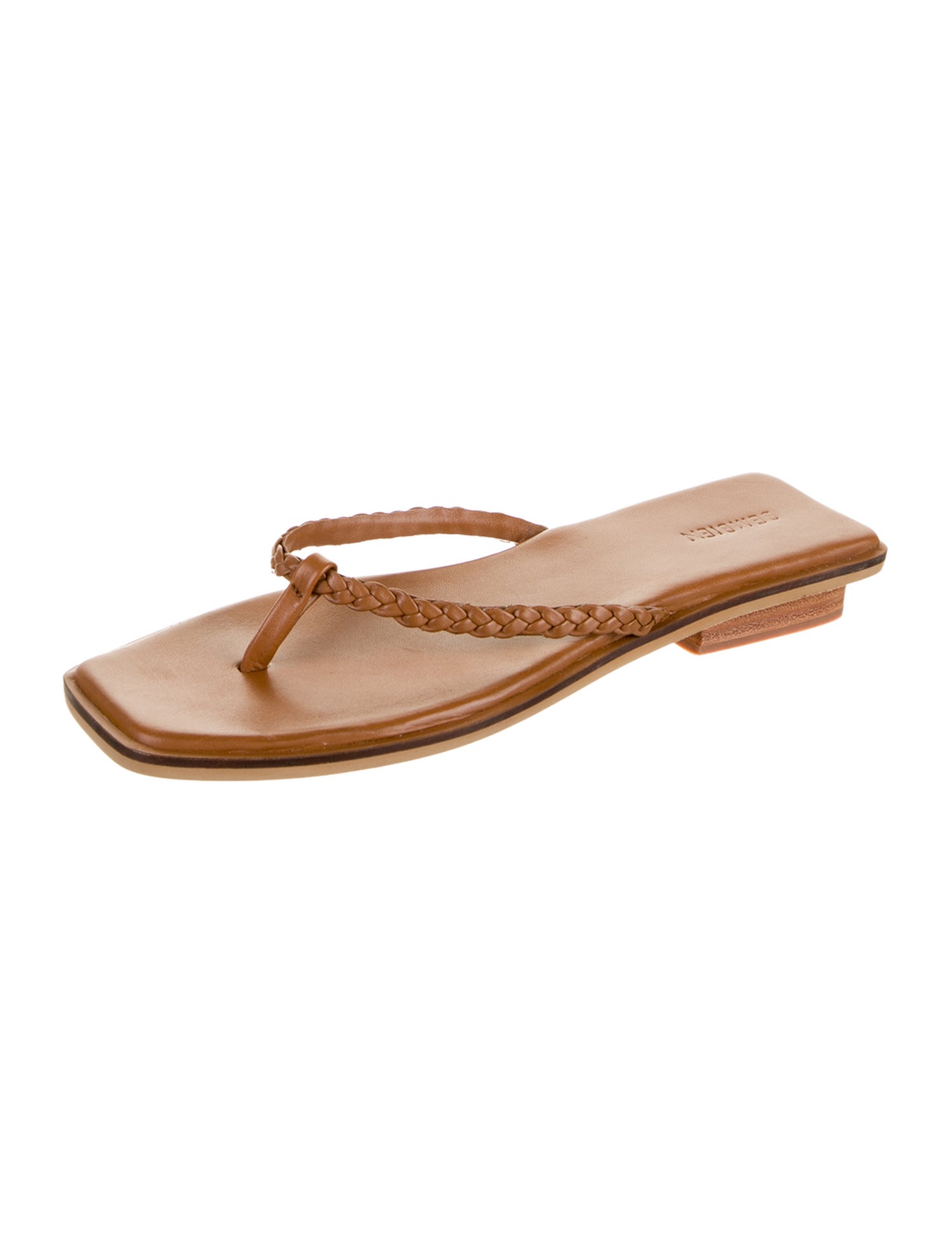 Bembien Leather Braided Accents Flip Flops