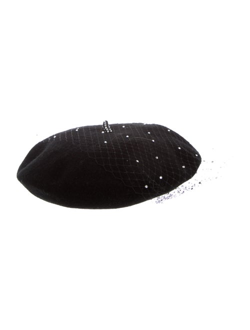 Benoit Missolin Embellished Wool Beret Black