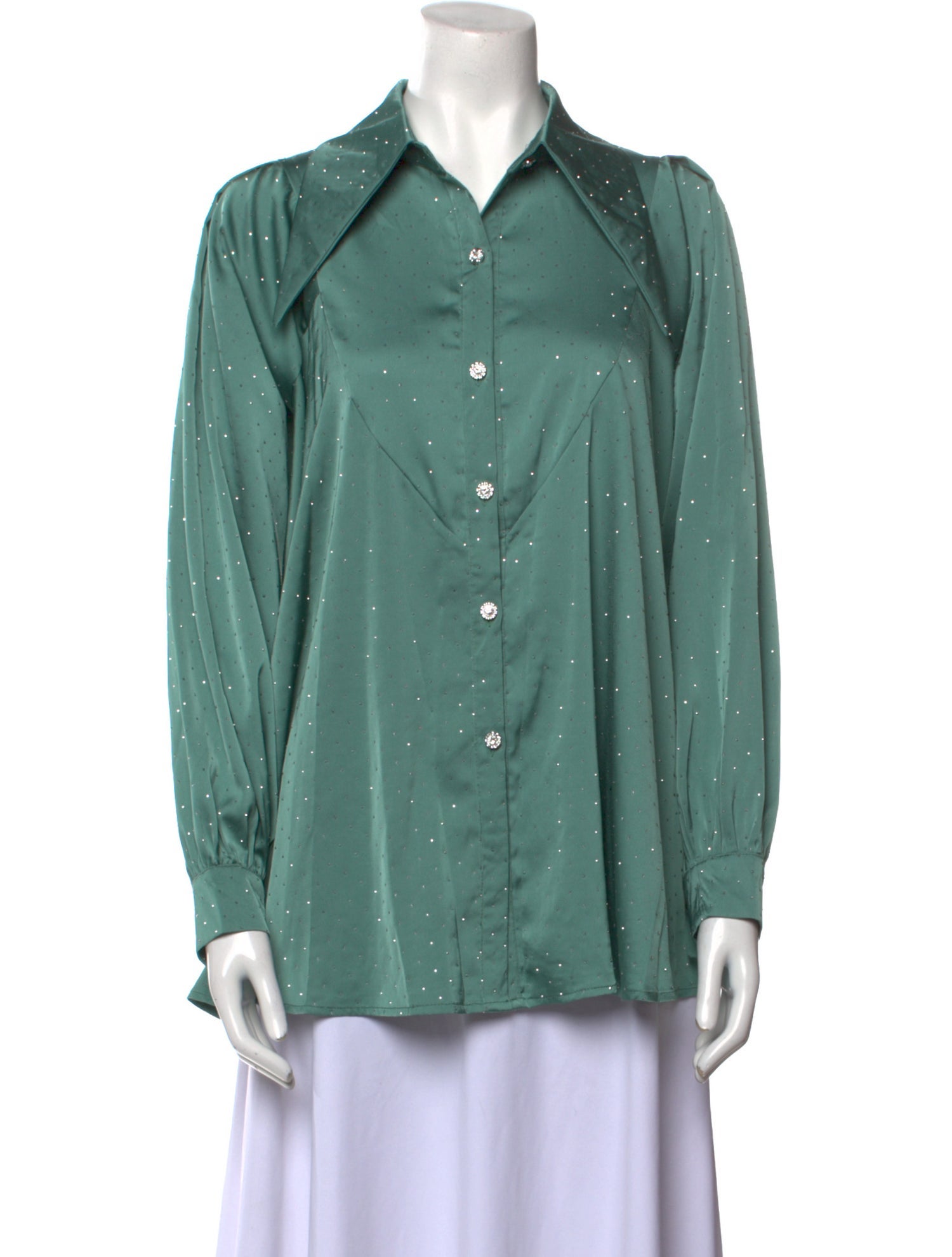 Beulah Style Long Sleeve Button-Up Top