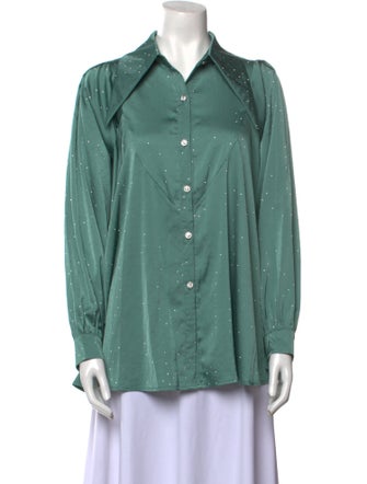 Beulah Style Long Sleeve Button-Up Top