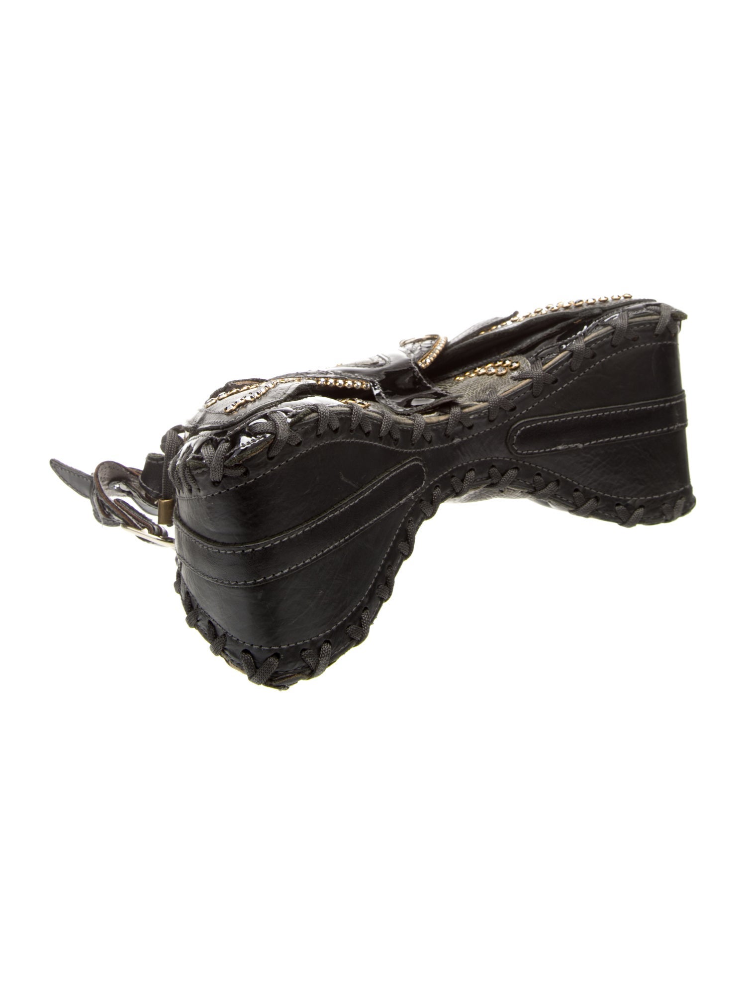 BRACHER EMDEN ブレイシャーエムデン　貴重　ハンドバッグ　レザー　革 Bracher Emden Leather Embellished Shoulder Bag - Black Shoulder