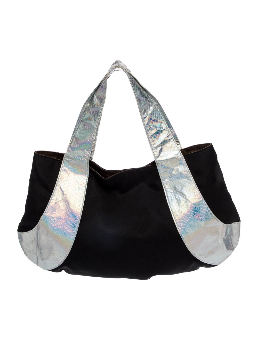 Beirn Hobo Black Nylon Colorblock Pattern Canvas … - image 4