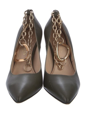 Beautiisoles By Robyn Shreiber Leather Chain-Link Accents Pumps
