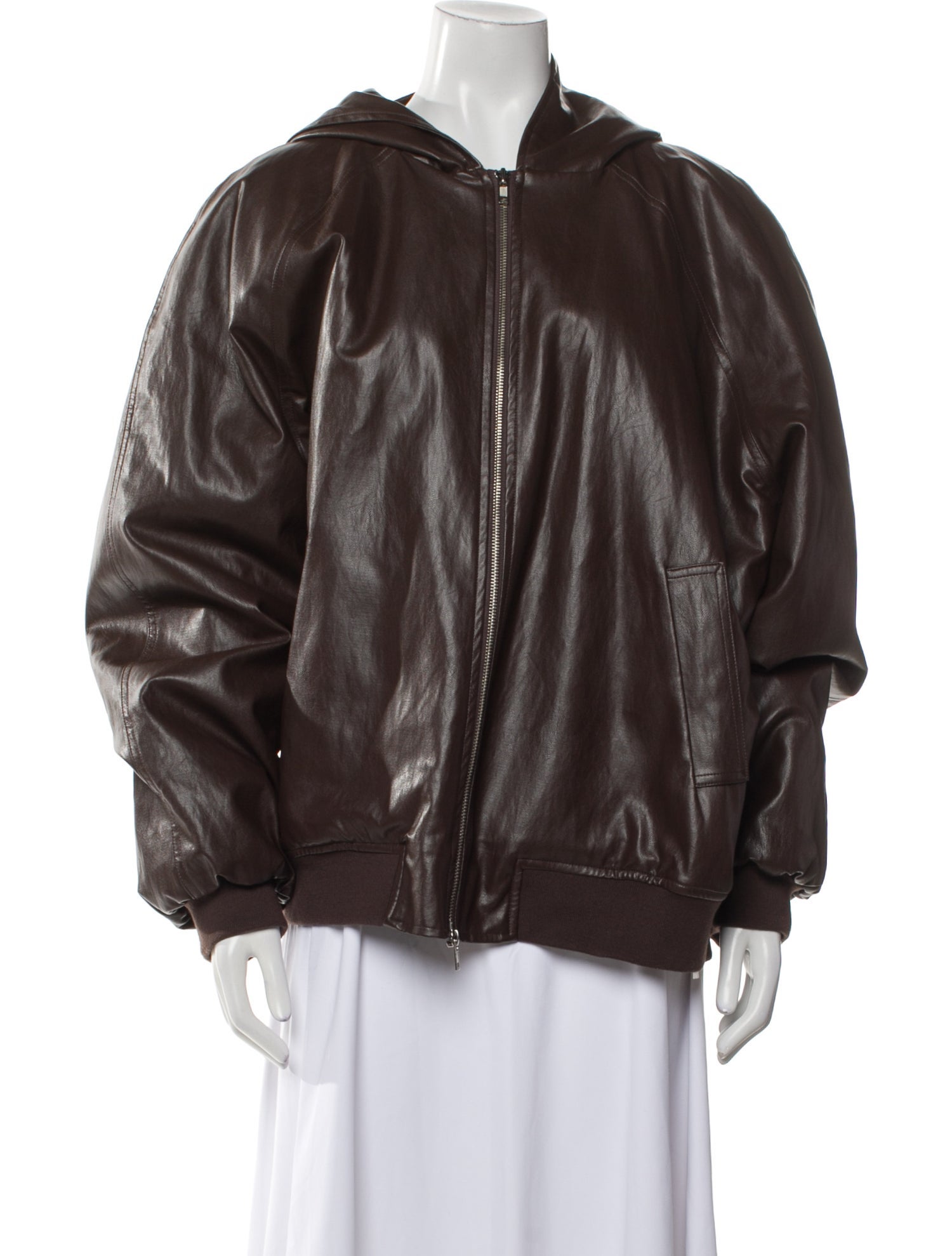 Beside-you Faux Leather Bomber Jacket