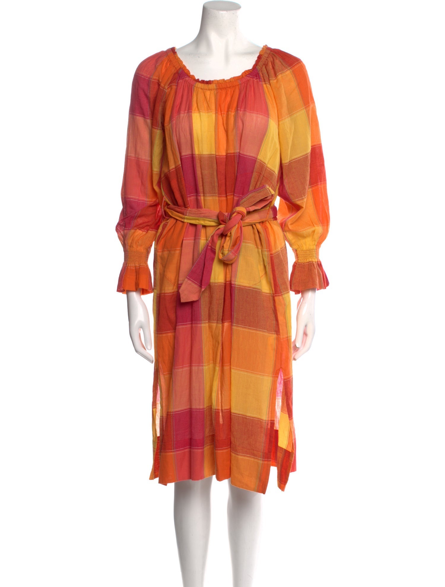 Belize Plaid Print Midi Length Dress