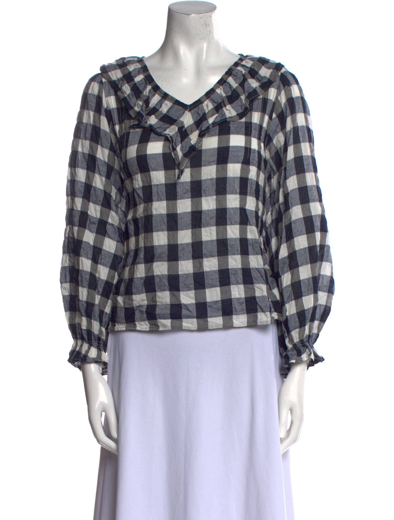 Belize Plaid Print V-Neck Top