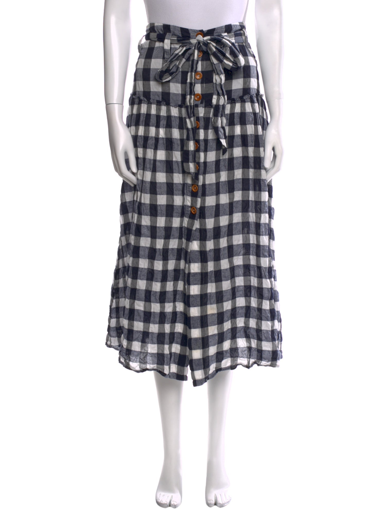 Belize Plaid Print Midi Length Skirt