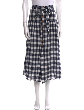 Belize Plaid Print Midi Length Skirt