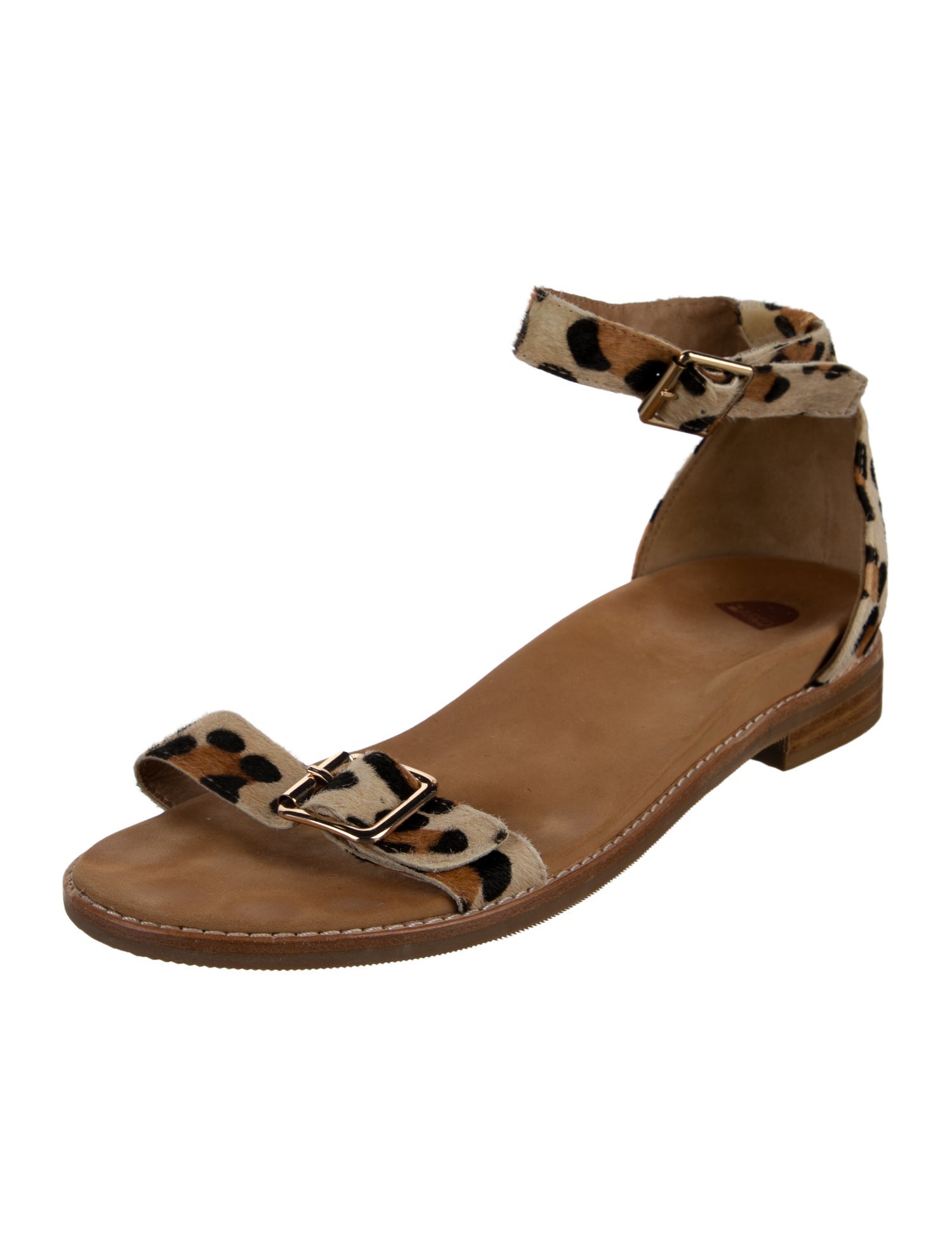 Bared Footwear Ponyhair Animal Print Sandals
