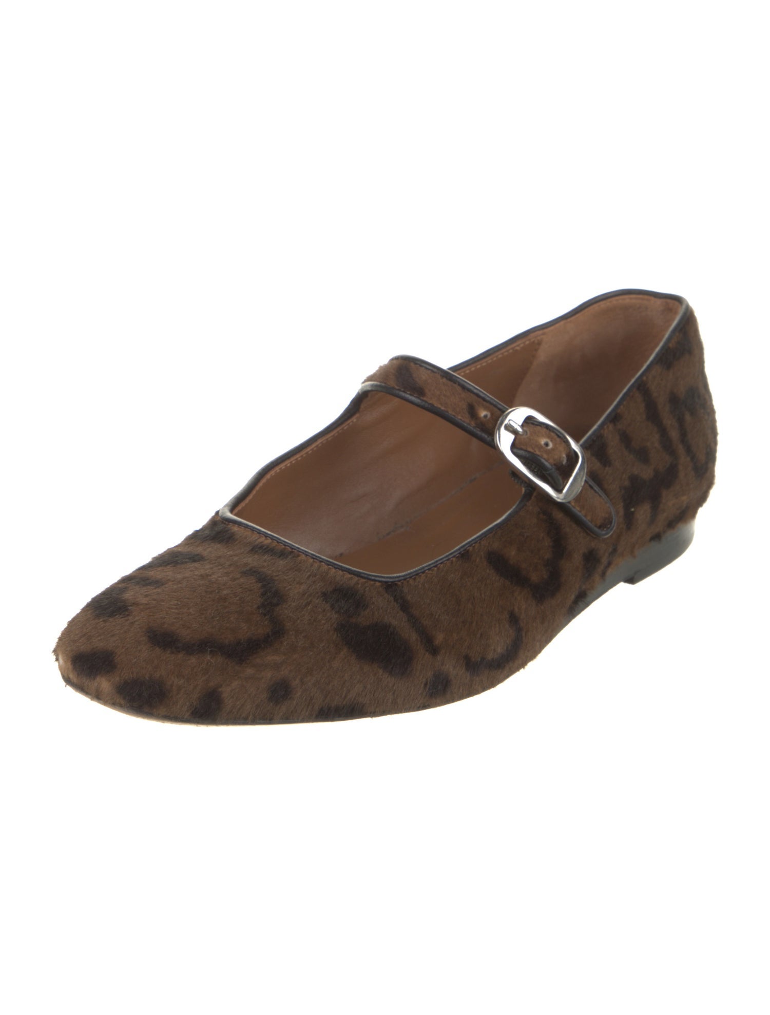 Le Monde Beryl Ponyhair Animal Print Mary Jane Flats