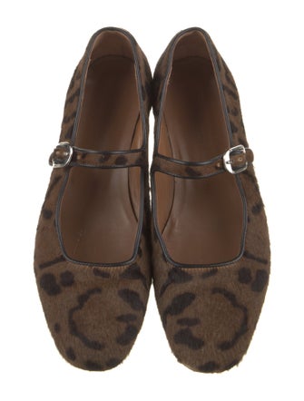 Le Monde Beryl Ponyhair Animal Print Mary Jane Flats