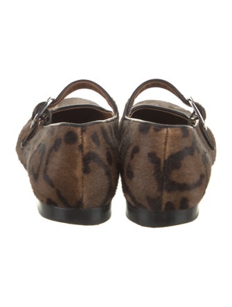 Le Monde Beryl Ponyhair Animal Print Mary Jane Flats