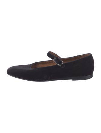 Le Monde Beryl Velvet Grosgrain Trim Mary Jane Flats