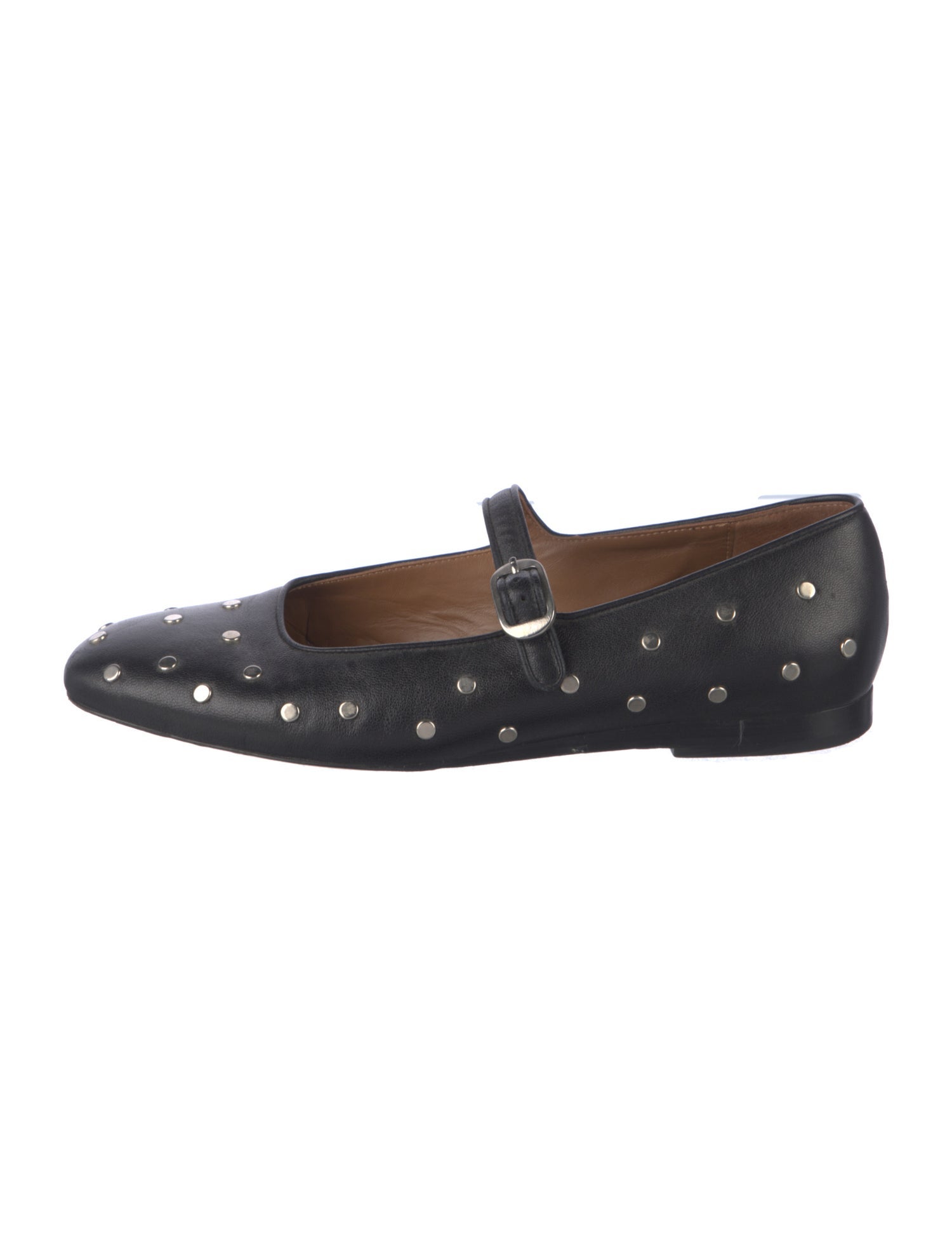 Le Monde Beryl Leather Studded Accents Mary Jane Flats