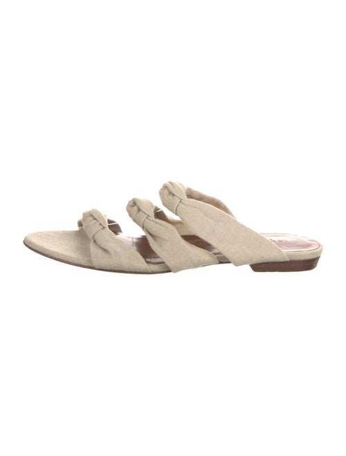 Le Monde Beryl Canvas Leather Trim Embellishment Slides