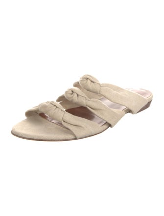 Le Monde Beryl Canvas Leather Trim Embellishment Slides