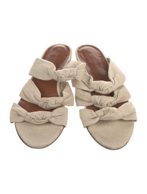 Le Monde Beryl Canvas Leather Trim Embellishment Slides