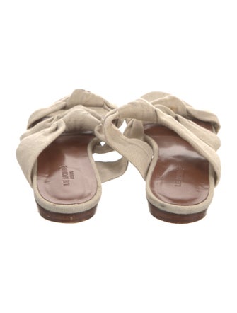 Le Monde Beryl Canvas Leather Trim Embellishment Slides