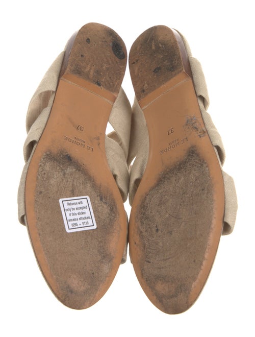 Le Monde Beryl Canvas Leather Trim Embellishment Slides